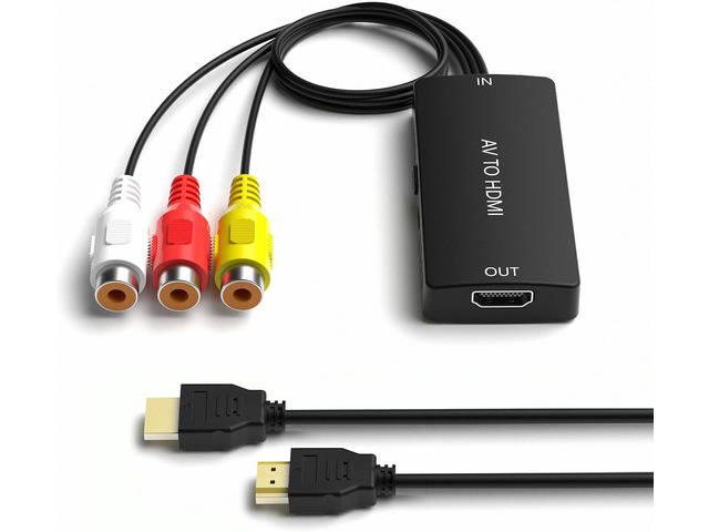 Dingsun RCA to HDMI Converter, AV to HDMI Adapter Support 1080P/720P for PS2/PS3/N64/Wii/VHS/VCR/DVD/Blue-Ray Players etc.