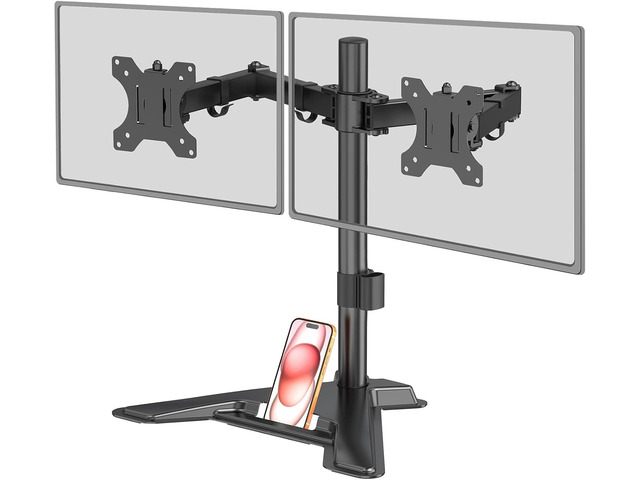 MOUNT PRO Dual Monitor Stand, Free-Standing Full Motion Monitor Desk Mount Fits 2 Screens up to 27 inches,17.6lbs with Height Adjustable, Swivel,...