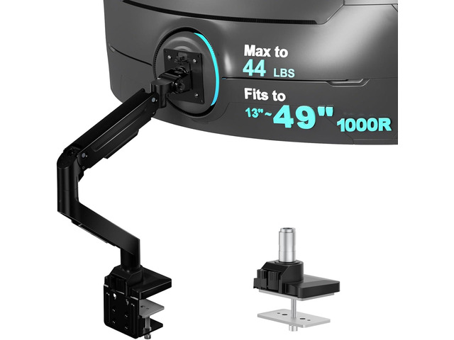WALI Heavy Duty Monitor Arm for 13-49 inch 1000R Curved Screen, up to 44lbs
