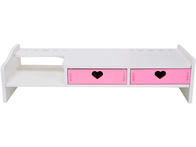 Kawaii Desk Organizer Cute Desk Organizer with Drawers Monitor Riser Stand Monitor Riser Computer Stand for PC, Laptop, Printer