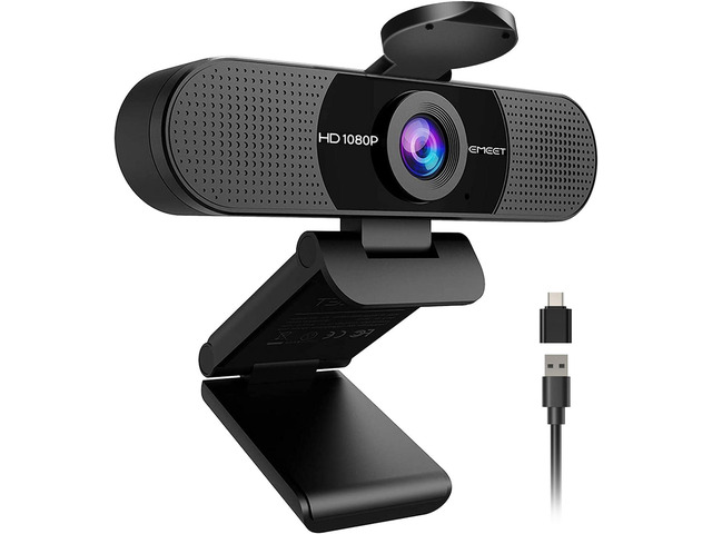 EMEET C960 1080P Webcam with Microphone, 2 Mics, 90° FOV, Computer Camera