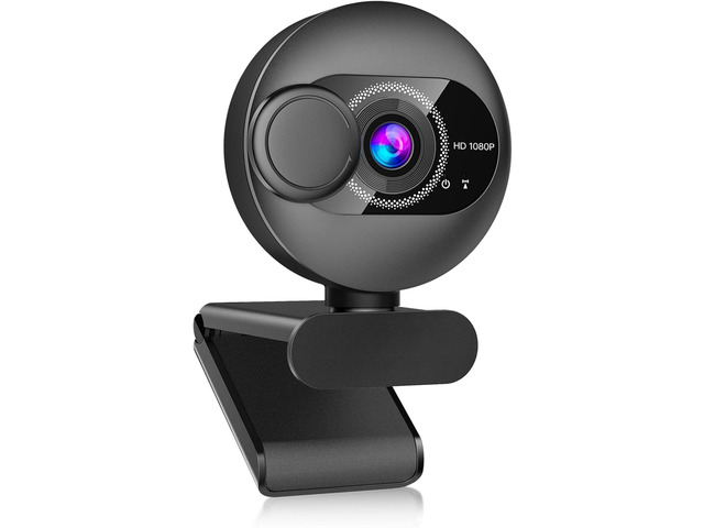 Webcam for PC with Microphone - 1080P FHD Webcam with Privacy Cover, Noise Cancellation, Wide-Angle Lens, Auto Light Correction, Plug and Play USB...