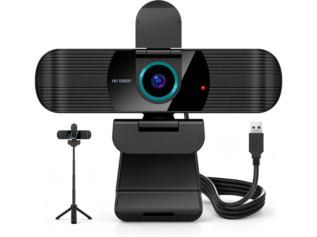 Pro HD 1080p/30fps Webcam with Tripod, External USB Camera for PC/Laptop