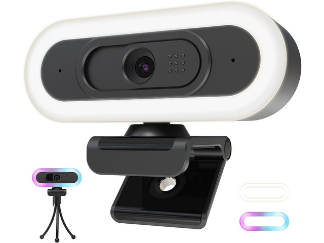 saylas 2K Webcam with Lights, HD Webcam for PC, 2K@60FPS Web cam with Microphone, 65° FOV, Autofocus, Noise Cancellation, Privacy Cover, Web Camera...