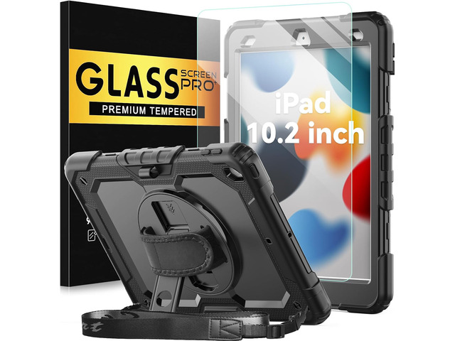 BLOSOMEET Case for iPad 9th/8th/7th Generation 2021/2020/2019 10.2 Inch with Tempered Glass Screen Protector & Pencil Holder,Protective Kids iPad...