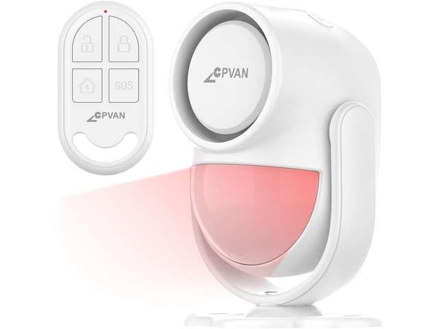 CPVAN 125dB Motion Sensor Alarm, Wireless Indoor PIR Motion Detector with 328ft Remote, 40ft Detection Range, Battery Operated Siren for Home...