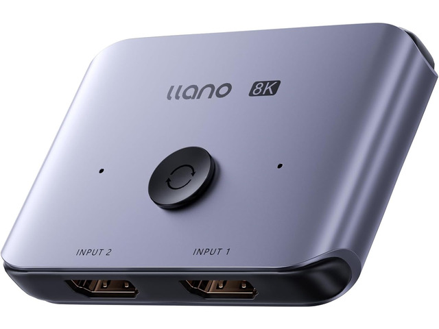 llano HDMI 2.1 Switch 2 in 1 Out 8K@60Hz 4K@120Hz, HDMI Switcher 48Gbps Bidirectional, Supports VRR HDR10 Dolby Atmos, for PS5 Xbox Apple TV Roku...