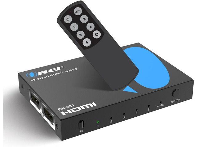 OREI 8K@60Hz 4K@120Hz HDMI 2.1 Switch 5 in 1 Out 48Gbps, HDR10+ W/Remote