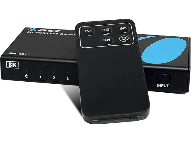 OREI 8K 4-Port HDMI 2.1 Switch, 8K@60Hz,4-in 1-Out 4K@120Hz, Auto Switch