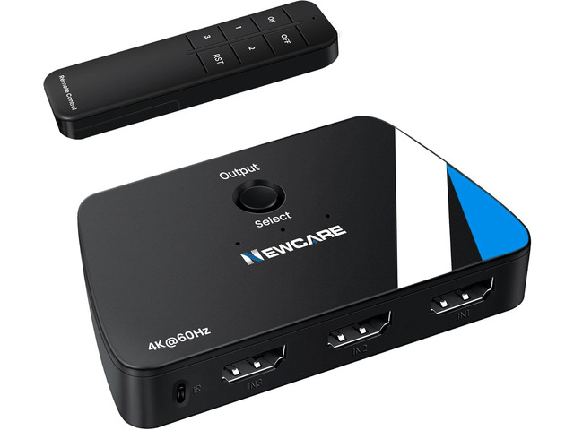 [Upgrade] HDMI Switch 3 in 1 Out, 4K@60Hz with Remote, HDR10+ Dolby VRR 3D