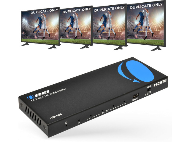 OREI HDMI Splitter 1 in 4 Out 4K@30Hz HDMI 2.0 Splitter with HDCP 1.4