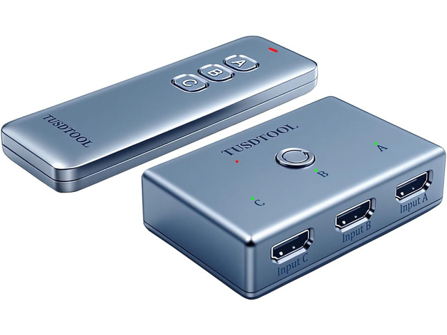 HDMI Switch 3 in 1 Out, 4K@60Hz HDMI 2.0 Switch with 433M Remote Control, 3-Port HDMI Switcher Selector, Supports 4K 30Hz 3D 1080P for PS3/4 Xbox...