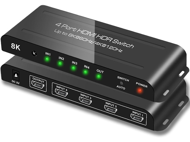 SkycropHD 8K HDMI 2.1 Switch 4 in 1 Out 4K@120Hz HDMI Switcher with Remote