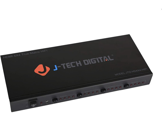 J-Tech Digital 4K 30Hz 4x4 HDMI Matrix Switch Switcher with HDCP 3D & Deep Color HDMI 1.4 Ultra HD Control4 Driver Available