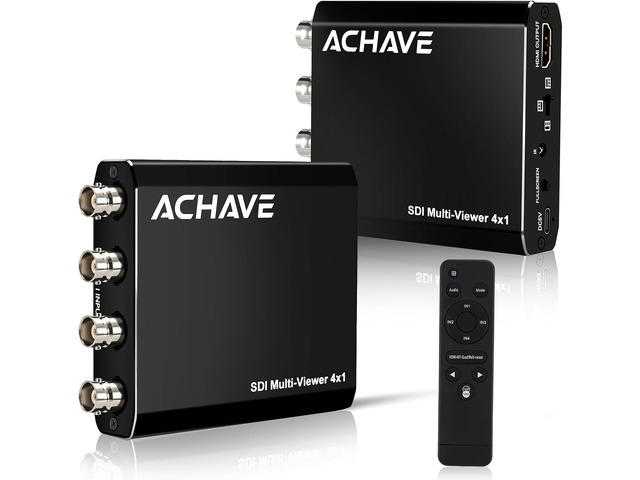 ACHAVE SDI Multi-Viewer 4x1 3x1 2x1 Switcher, 4 Inputs to HDMI Output, Support 3G/HD-SDI 720P 1080P 4K30,10 Switching Modes, Fullscreen,...