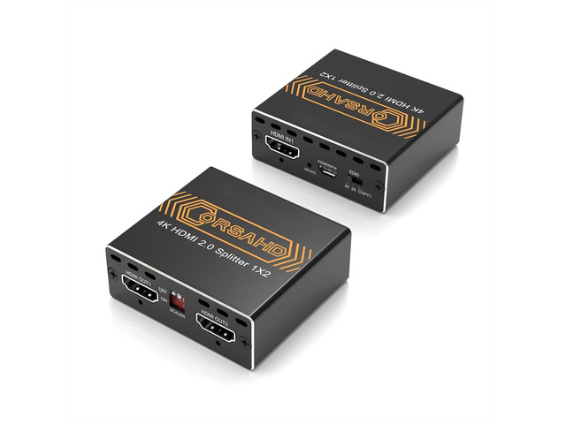 CORSAHD 4K@60Hz HDMI Splitter 1x2 4:4:4,18 Gbps,Supports Soundbar,HDCP Bypass,EDID,Duplicate/Mirror/Copy,Downscale, HDR,Dolby Vision Atmos,4K HDMI...