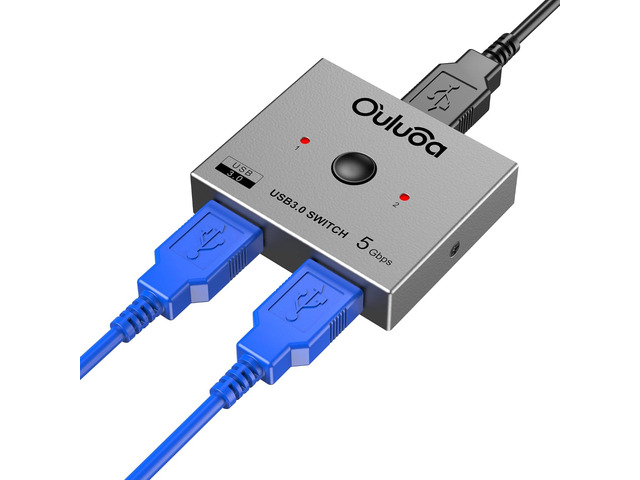 Bidirectional USB3.0 Switch Supports 2-in-1 Out & 1-in-2 Out Two Switching Modes, enables Two Computers to Share a Single Keyboard, Mouse, Printer...