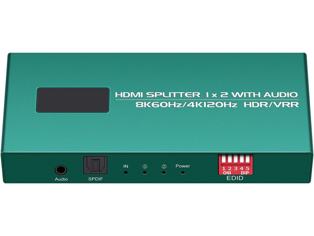 HDMI Splitter 1 in 2 Out 4K 120hz Audio Extractor hue sync Box Support EDID Management 1x2 HDMI Splitters Work for Capture Card Soundbar,HDCP...