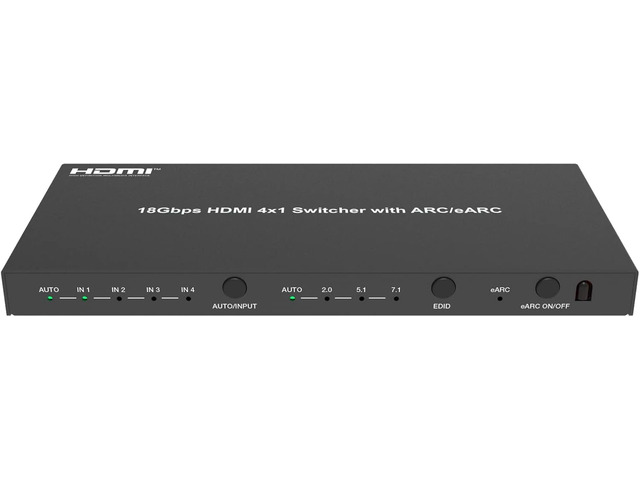 U9 ViewHD HDMI 2.0b 4K 4x1 Switch 18Gbps 4:4:4 with Built-in ARC/eARC Audio Extractor Atmos Dedicated for eARC HDMI Soundbar/Receiver UHDe4x1