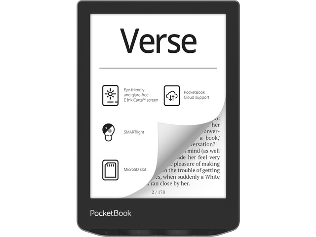 PocketBook Verse E-Readers Eye-Friendly 6'' E-Ink Carta HD Touchscreen Adjustable SMARTlight Up to 1 Month of Battery Life WiFi & Memory...