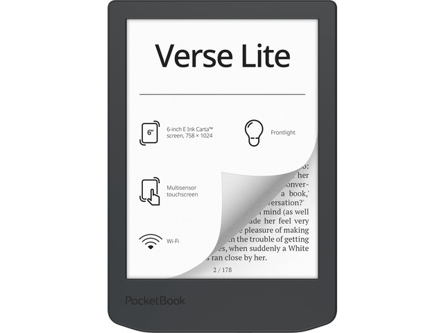 PocketBook Verse Lite 6' E-Ink Carta Touchscreen eReader with Frontlight Eye-Friendly, Glare-Free Display Wi-Fi Supports 25 Formats incl....