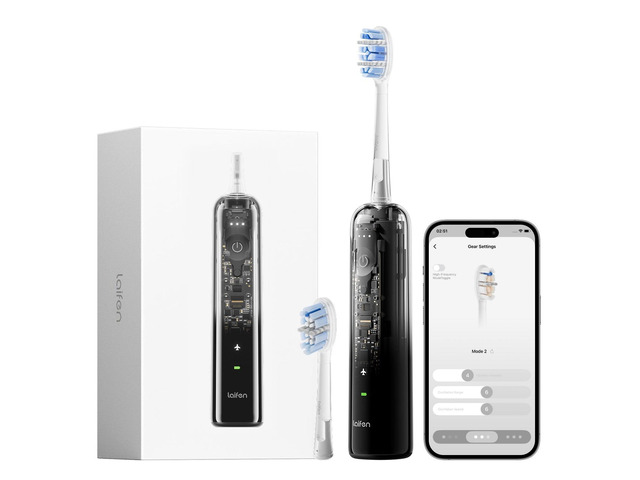 Laifen Wave Pro Electric Toothbrush with 2 Brush Heads and Travel Bag - Black