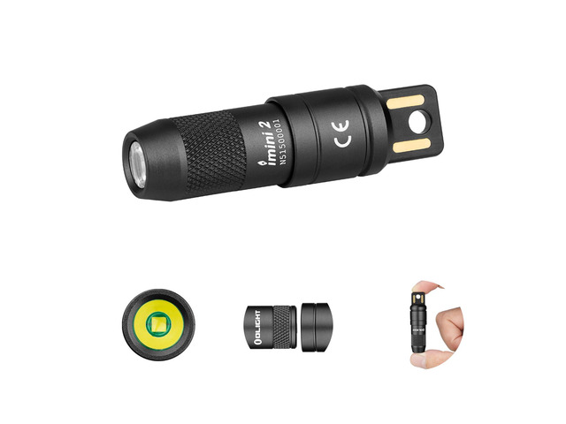 IMINI 2 Rechargeable EDC Keychain Mini Flashlight Black 50 Lumens, Compact and Portable, Mini LED Keyring Lights, Built-in Battery, Ideal for...
