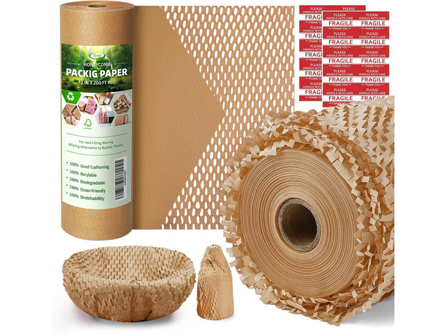 Honeycomb Packing Paper,12 inch x 200 ft Bubble Cushioning Wrap for Packing Moving,Products Gifts Wrapping Paper,Recyclable and Biodegradable...
