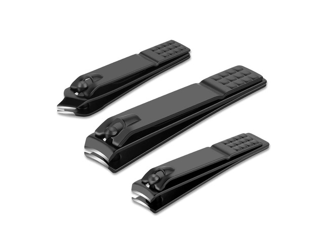 Nail Clippers Set Black Matte Stainless Steel Fingernail & Thick Toenail & Ingrown Nail Clippers, Perfect 3 pcs Nail Clipper Cutter for Men and...
