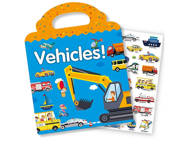 Reusable Sticker Book for Kids, Vehicles Truck Stickers Educational Learning Toys Travel Stickers Activity Books for Toddler Girls Boys Age 3+...