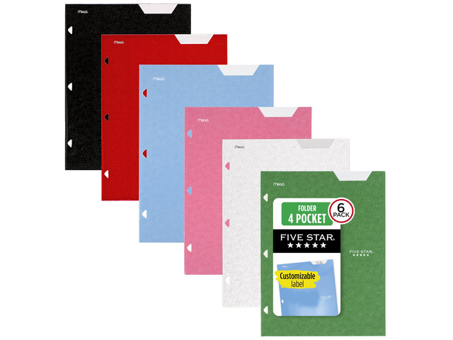 4-Pocket Folder,Paper Folder,Fits 3-Ring Binders,Holds 8-1/2' x 11' Paper,Assorted Colors (38058),6 Count (Pack of 8)