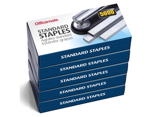 Standard Staples - Chisel Point Tips, 5 Boxes of 5,000 Staples, 1/4-Inch Leg Length, Universal Compatibility, Office Supplies and School Supplies...