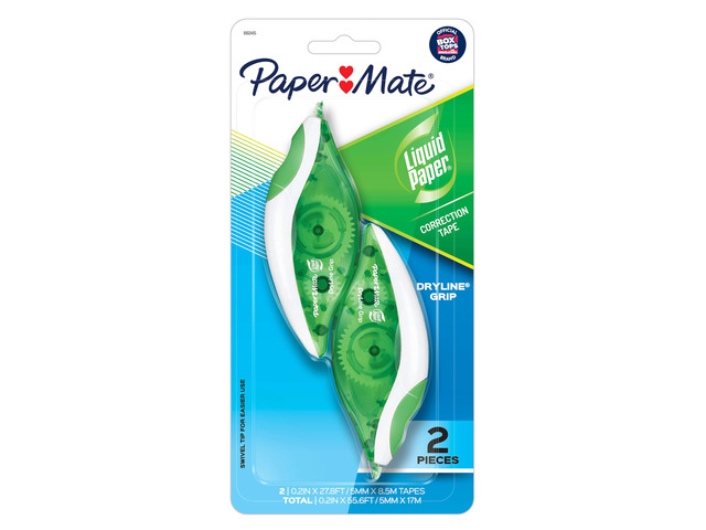 Paper Mate DryLine Grip Correction White Tape, 12 Count, Pack of 6