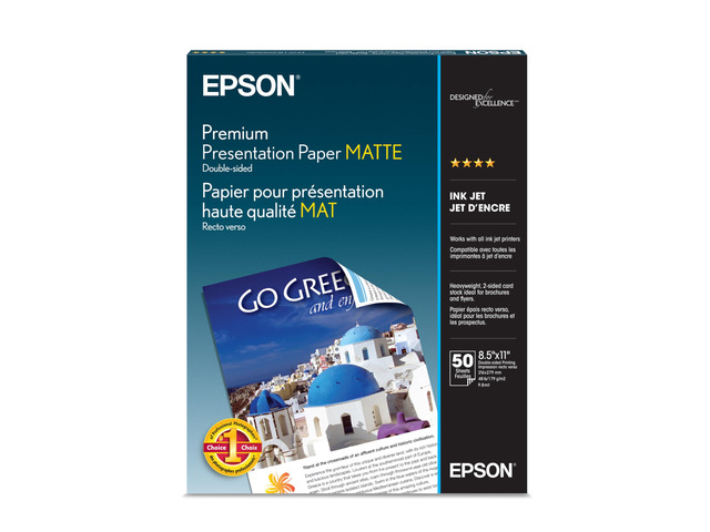 Premium Presentation Paper MATTE (8.5x11 Inches, Double-sided, 50 Sheets) (S041568),Bright White Heavy weight, double-sided card stock with elegant...