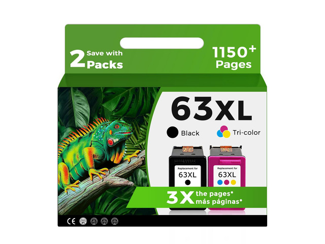 63XL Ink Cartridge Compatible for HP Ink 63 XL Black Color Combo 4650 3830 Replacement for HP63 HP63XL for 5255 4520 5258 3630 4652 4655 5200 4512...