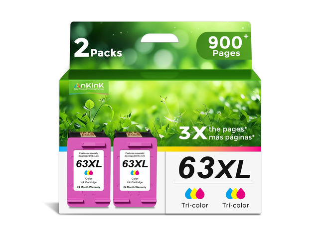 63XL Ink Cartridges Replacement for HP 63 XL (Color/Tricolor 2-Pack) Work with HP63 HP63XL 3830 4650 4652 4655 5200 5252 5255 5258 4520 4512 1112...
