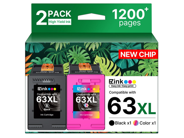63XL Ink Cartridges Black and Color Replacement for HP Ink 63 XL Combo Pack for HP 63XL Ink Cartridges Combo Pack Work for Officejet 4650 3830 3833...