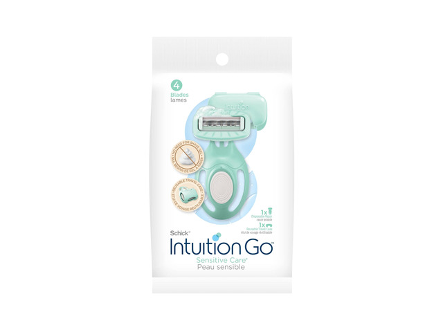 Schick Intuition Go Disposable Razor for Sensitive Skin, 1ct, Razors Sensitive Skin, Womens Disposable Razors with Organic Aloe, Travel Razor
