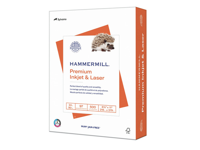 Printer Paper, Premium Inkjet & Laser Paper 24 Lb, 8.5 x 11-1 Ream (500 Sheets) - 97 Bright, Made in the USA, 166140R