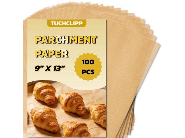 100 Pcs Unbleached Parchment Paper Sheets, Precut 9x13 Inch Non-Stick Baking Paper for Quarter Sheet Pan, Heavy Duty Oven & Air Fryer Liners for...