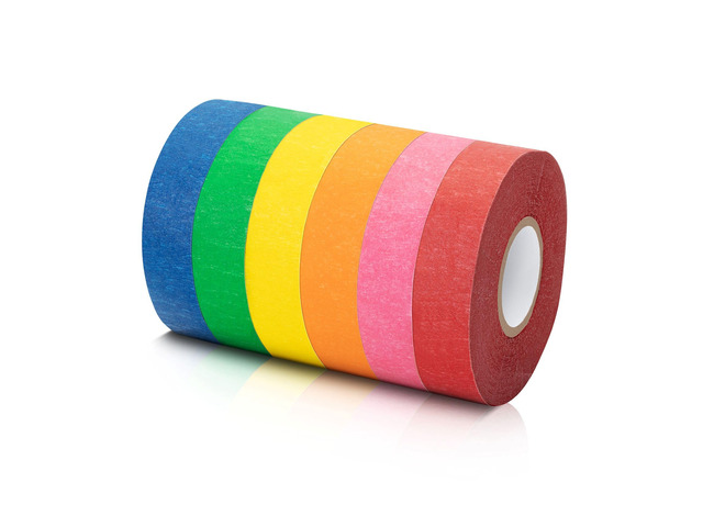 Colored Masking Tape, 0.6' x 15 Yards, 6 Pack Colored Painters & Drafting Tape for Arts and Crafts, Labeling, Marking, Journaling, DIY Projects