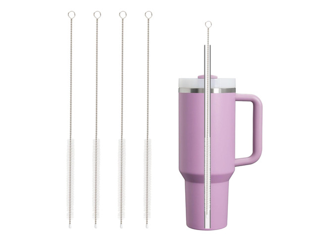 Straw Cleaner Brush, 4Pcs Reusable Extra Long Straw Cleaning Brush for 14oz 20oz 30oz 40oz Stanley Mug, Cleaning Brush for All Plastic, Glass,...