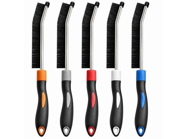 Colourful Crevice Cleaning Brushes for Bathroom, Kitchen and Window, 5 Pack Hard Bristle Grout Brush, Non-Slip Rubber Handle,Multiple Colors for...