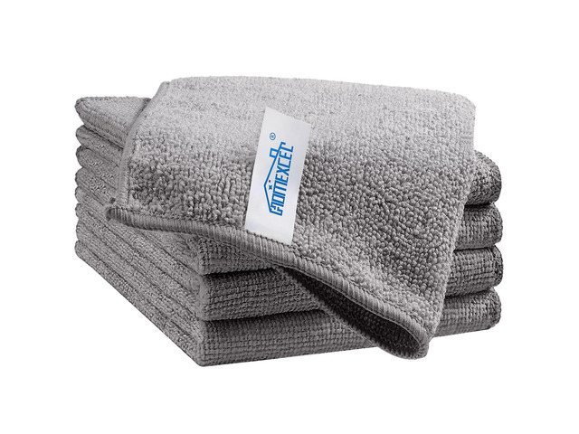Grey Cleaning Rags 5 Pack, Highly Absorbent Microfiber Cleaning Cloth for Kitchen, Lint Free, Scratch-Free, Reusable Microfiber Towels for House,...