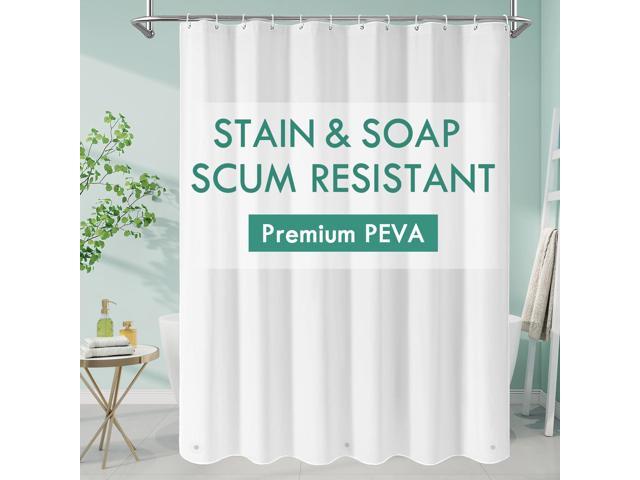 White Peva Shower Curtain Liner, Simple Plastic Shower Curtains Liner for Modern Neutral Hotel Bathroom Decor, Waterproof Bathroom Shower Liner,...