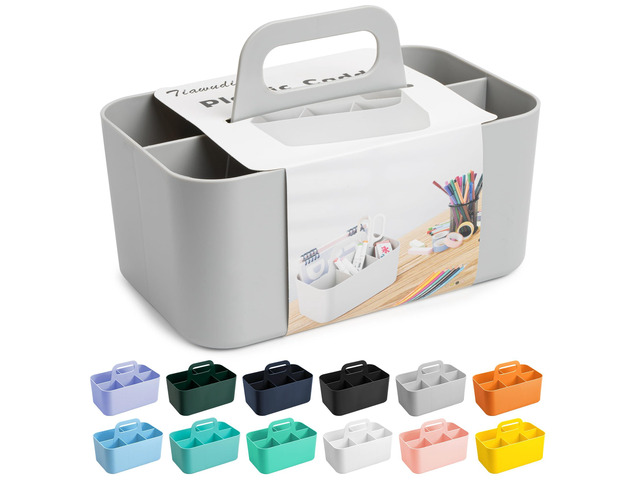 Multipurpose Caddy Organizer, Plastic Caddy with Handle, Stackable Desk Organizer for Stationery, Marker and Pencil, Office Supplies Organizer,...