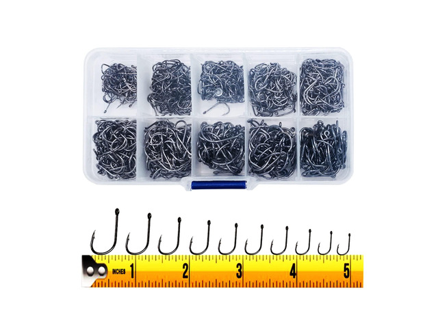 300PCS Small High-Carbon Steel Barbed Fishing Hooks,Hole,10 Sizes Small High-Carbon Steel Barbed Fishing Hooks with Holes, 10 Specifications of...