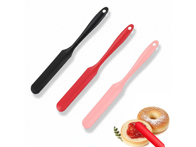 Silicone Jar Spatula,Long Handle Sourdough Spatula Small Silicone Spatulas Bulk for Scraping Jars Butter Kitchen Baking Mixing Cake (Black, Red,...
