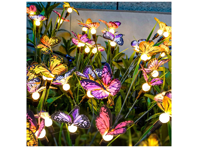 Solar Garden Lights - 2 Pack Swaying Butterfly Light, Swaying in The Wind, Solar Outdoor Lights, Yard Patio Pathway Decoration, High Flexibility...