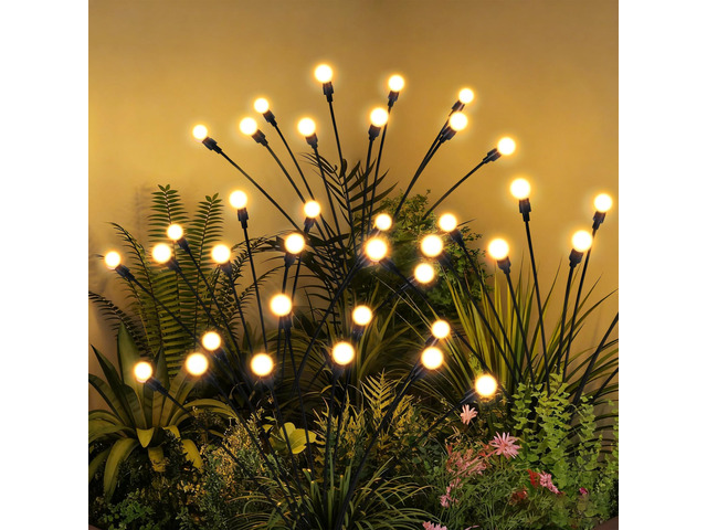 Solar Garden Lights, 4Pack 40LED Swaying Solar Lights Outdoor Warm White Firefly Outdoor Decorative Lights, Garden Decor, Yard, Patio, Pathway...